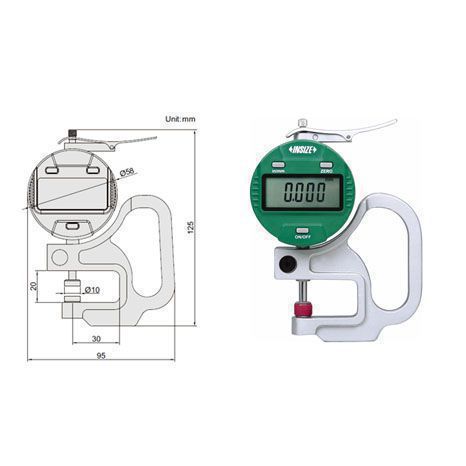 Đồng hồ đo độ dày vật liệu điện tử Insize 2871-10, 0-10mm/0.0005
