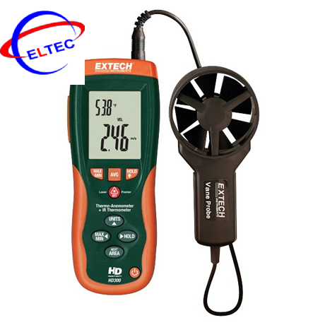 Máy đo nhiệt độ – tốc độ, lưu lượng gió Extech HD300 (0.4-30m/s, tích hợp đo nhiệt độ hồng ngoại)